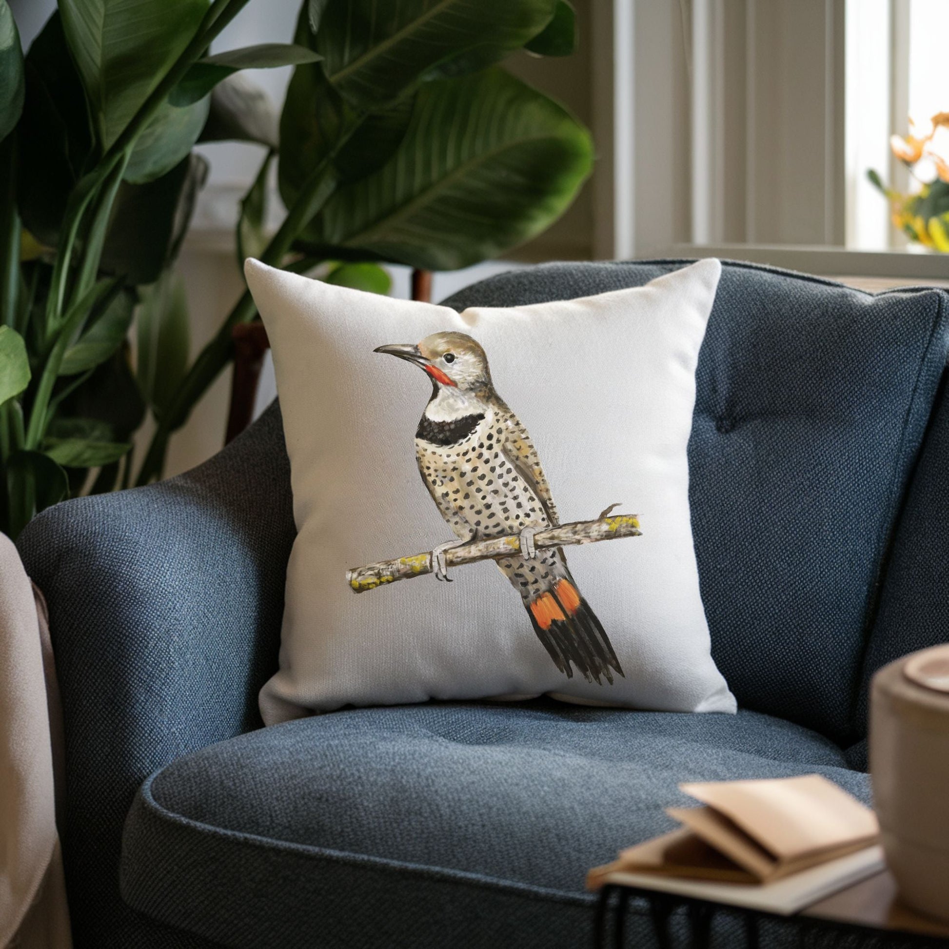 Northern Flicker Bird Pillow - MerikaArt