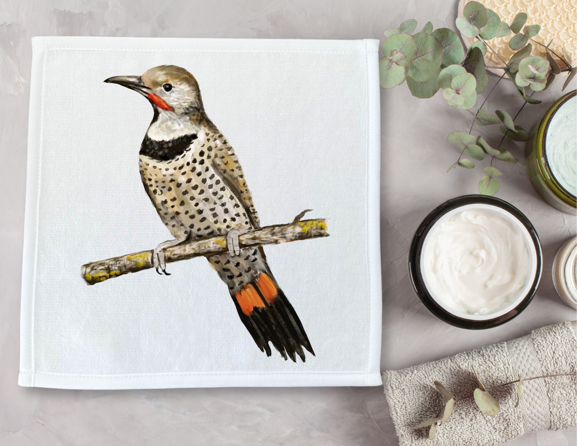 Northern Flicker Bird Washcloth - MerikaArt