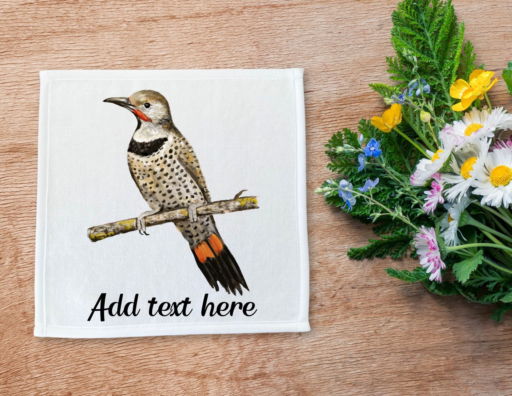 Northern Flicker Bird Washcloth - MerikaArt