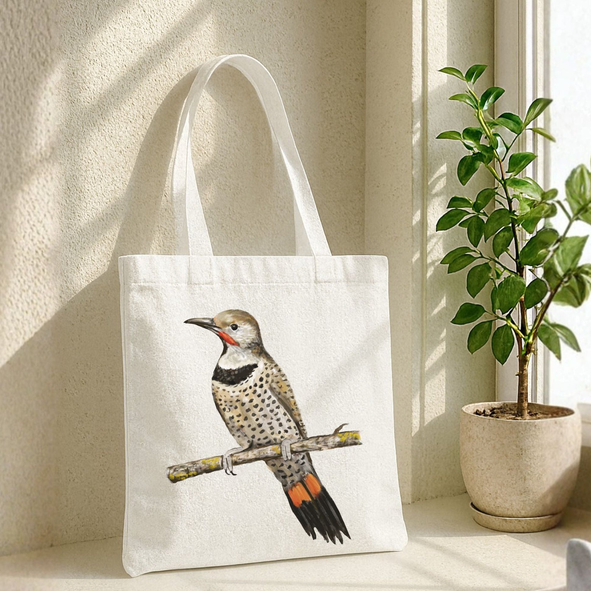 Northern Flicker Canvas Tote Bag - MerikaArt