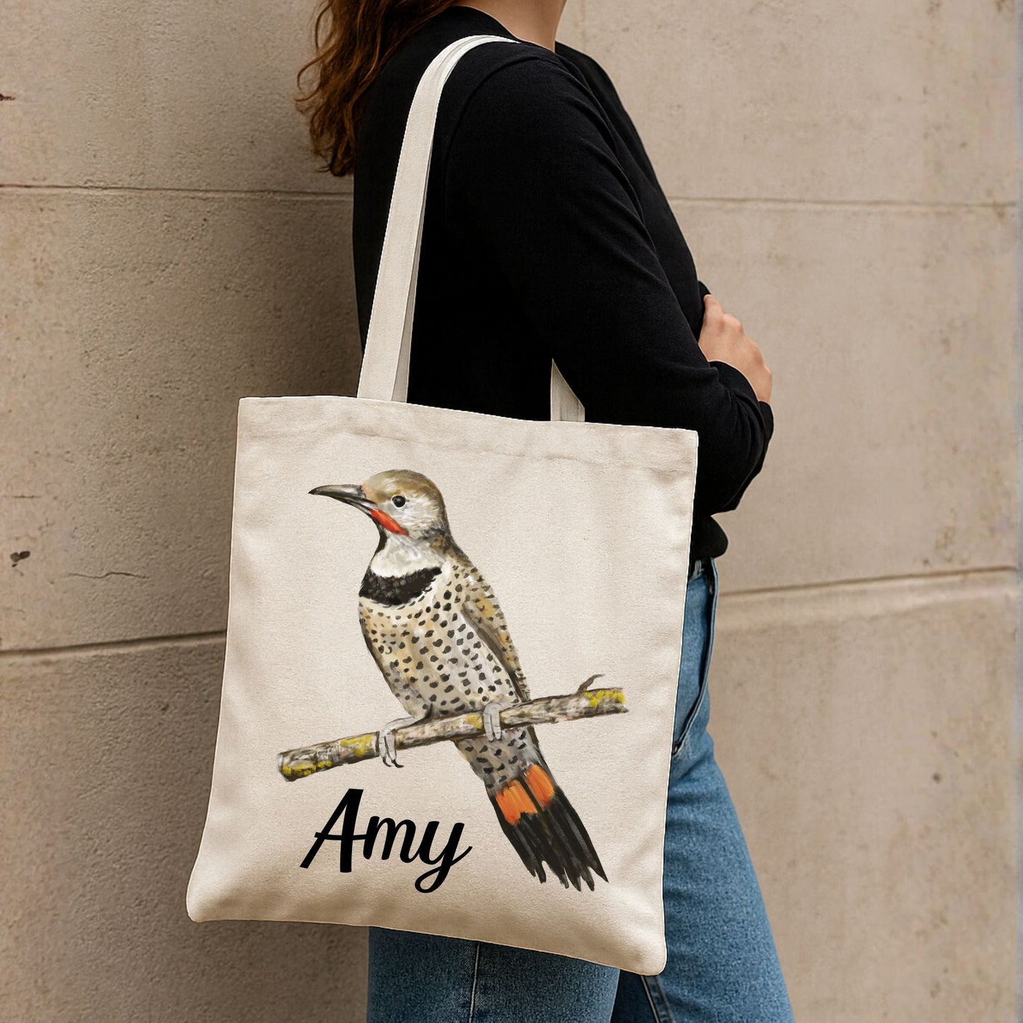 Northern Flicker Canvas Tote Bag - MerikaArt
