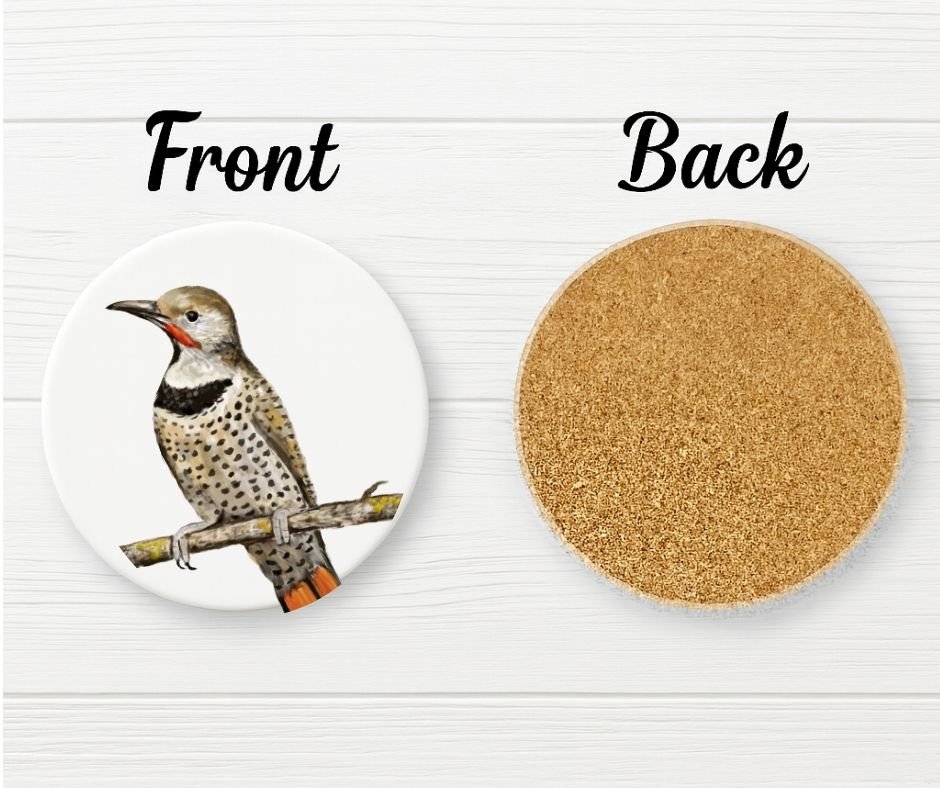 Northern Flicker Ceramic Coaster - MerikaArt