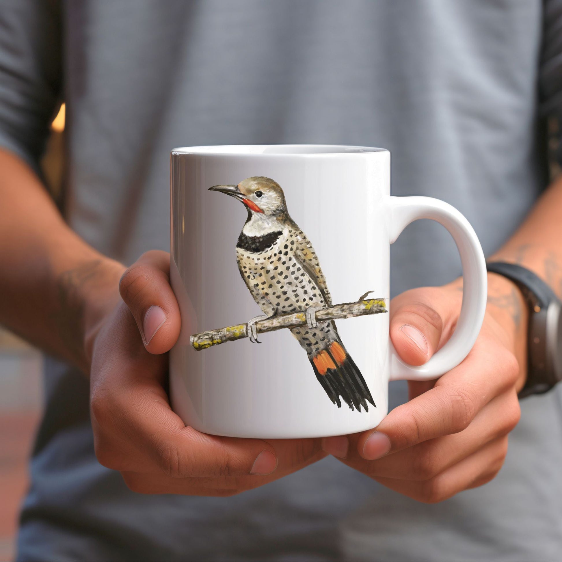 Northern Flicker Mug with Stunning Bird Illustration - MerikaArt