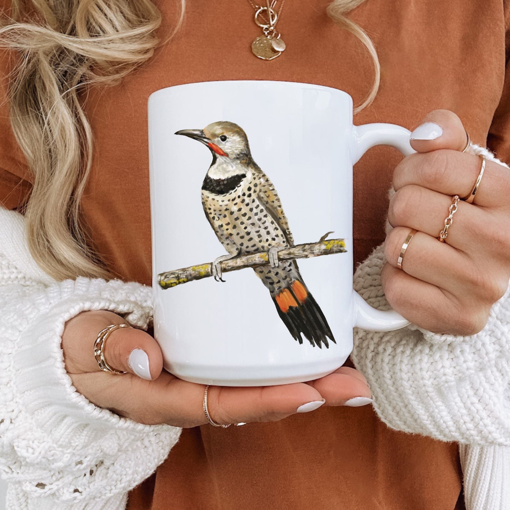 Northern Flicker Mug with Stunning Bird Illustration - MerikaArt