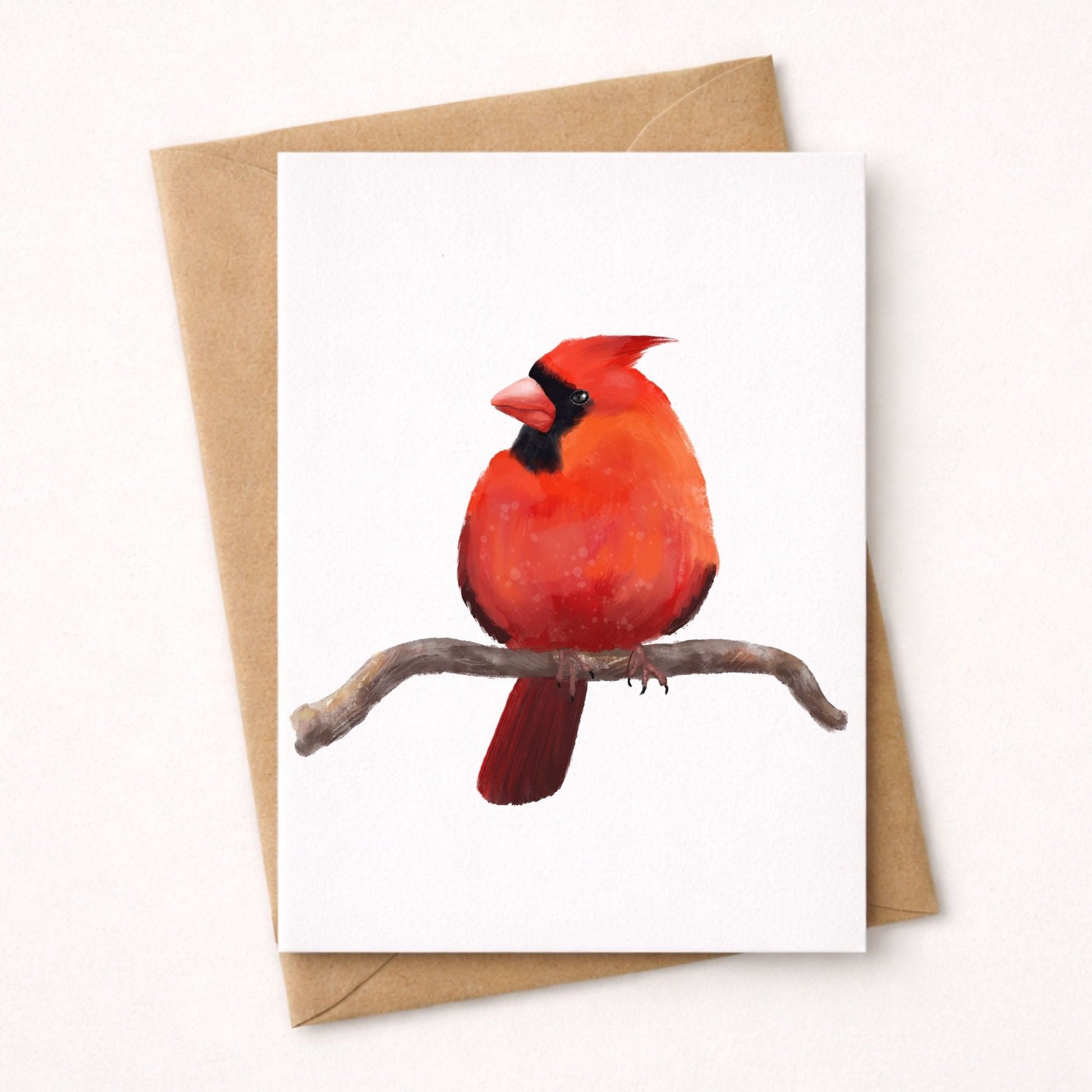 Northern Male Cardinal Postcard - MerikaArt