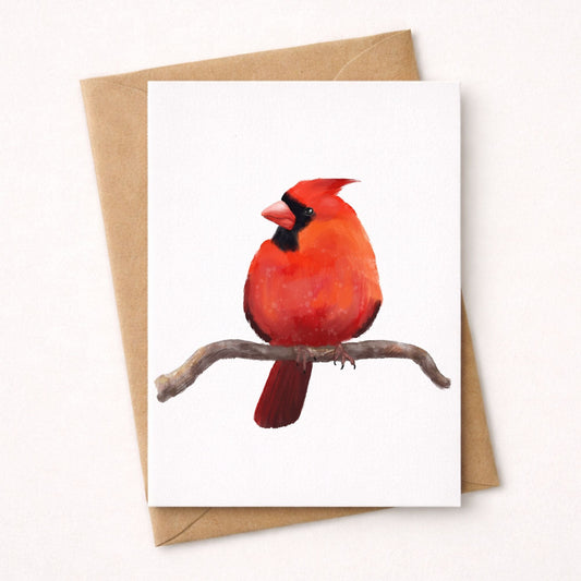 Northern Male Cardinal Postcard - MerikaArt