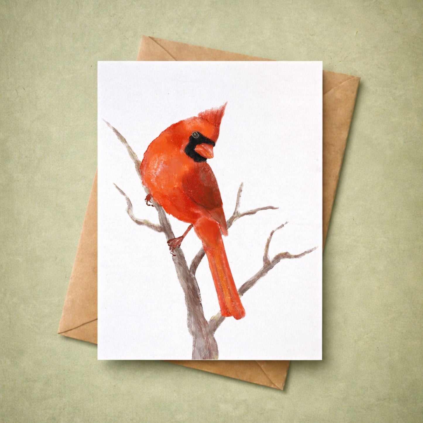 Northern Male Cardinal Postcard - MerikaArt