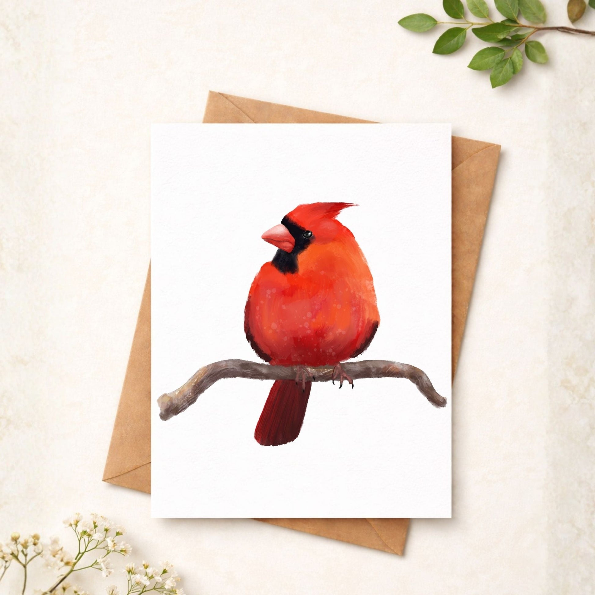 Northern Male Cardinal Postcard - MerikaArt