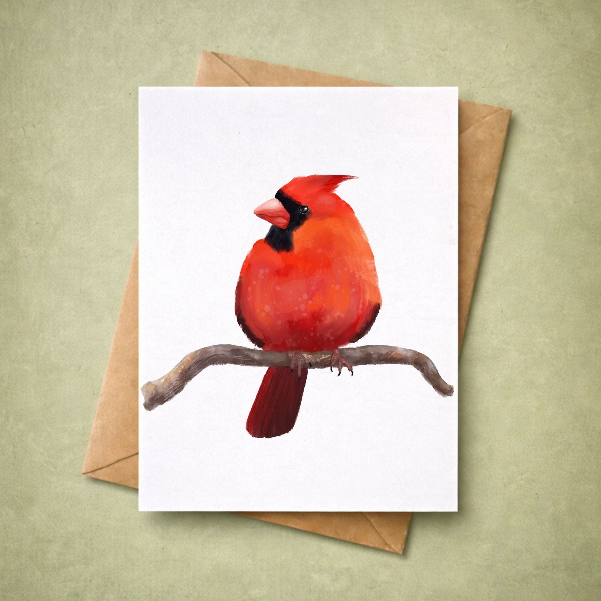 Northern Male Cardinal Postcard - MerikaArt