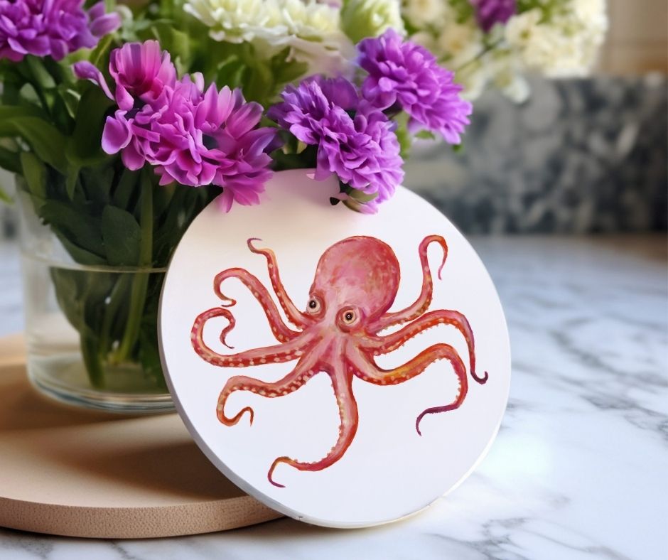 Octopus Ceramic Coaster - MerikaArt