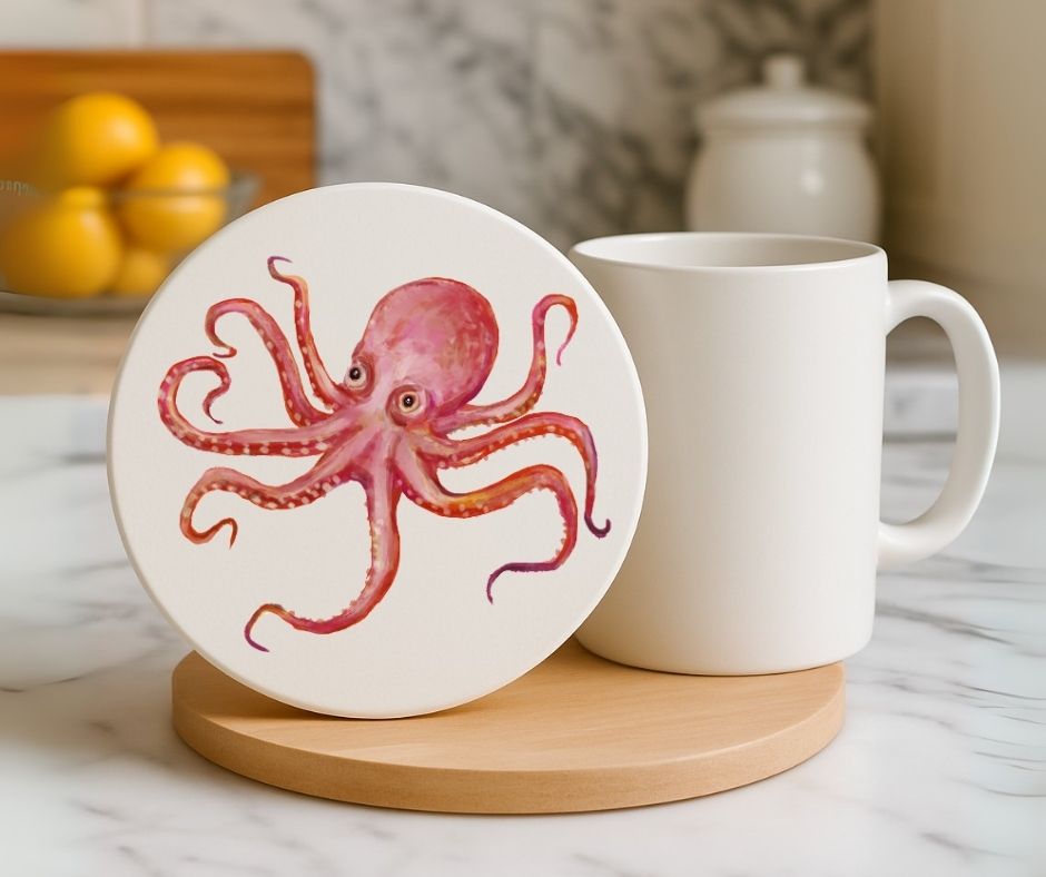 Octopus Ceramic Coaster - MerikaArt