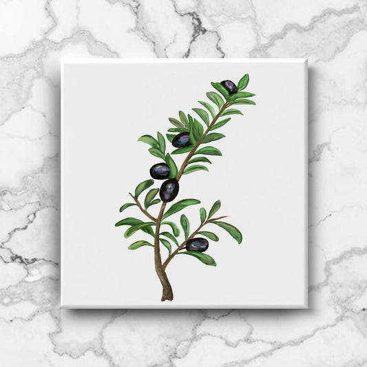 Olive Branch Ceramic Tile - MerikaArt
