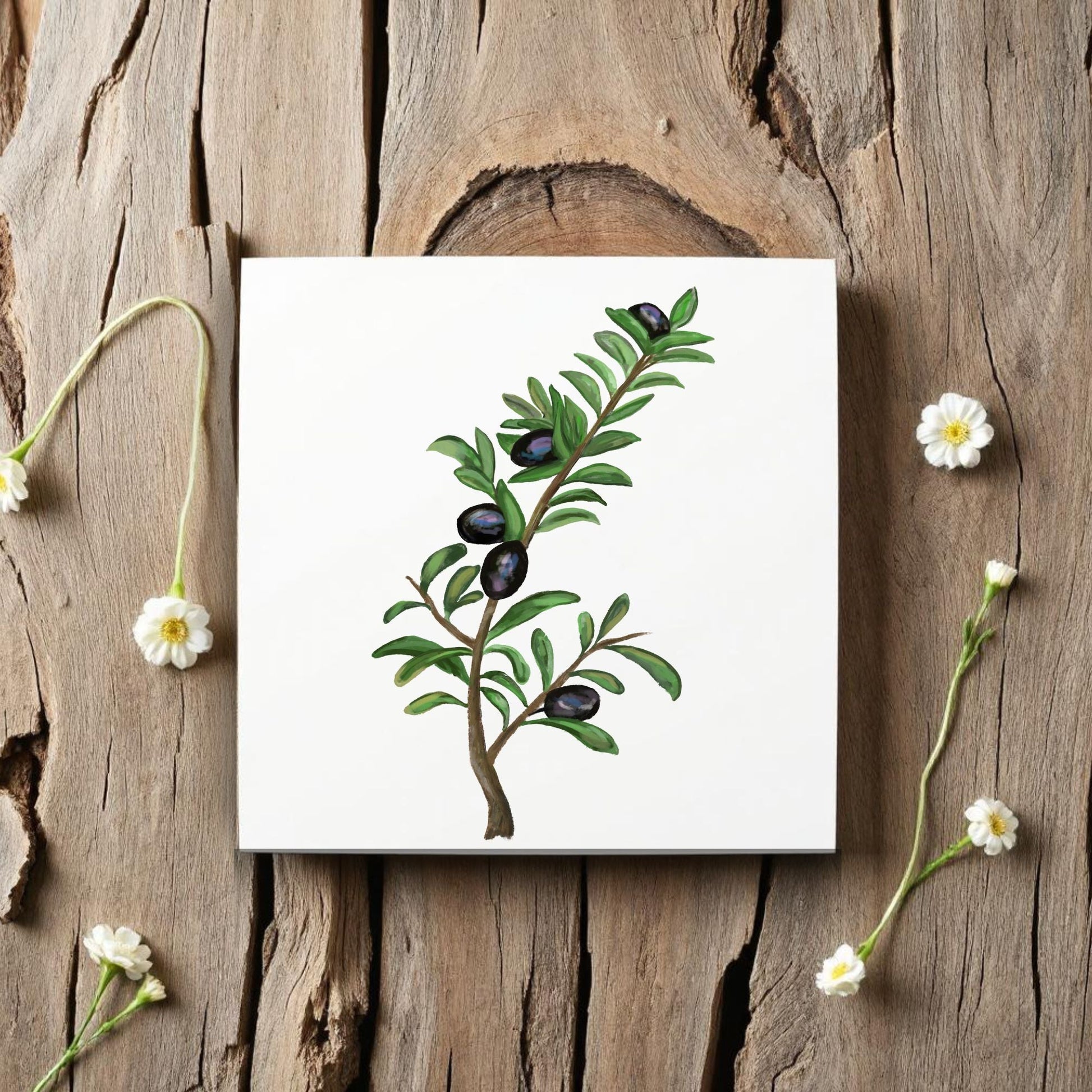 Olive Branch Ceramic Tile - MerikaArt