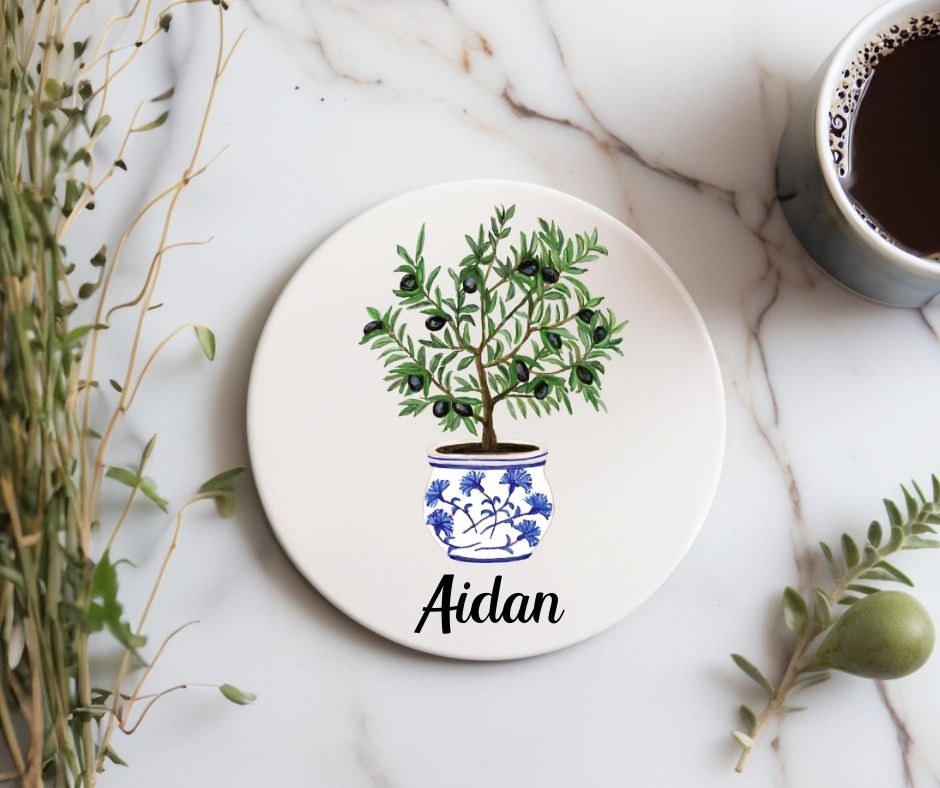 Olive Tree Ceramic Coaster - MerikaArt