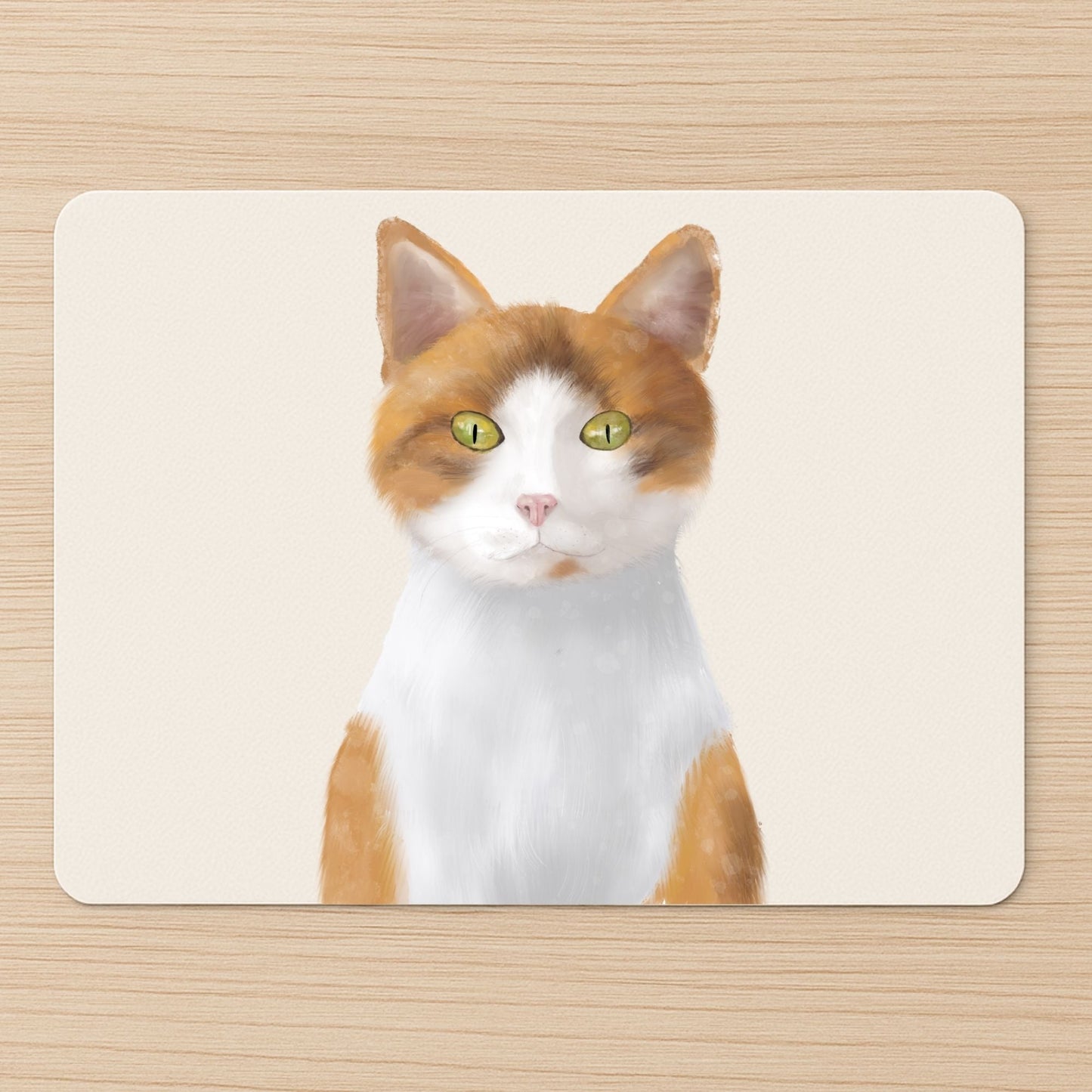 Orange and White Cat Mousepad - MerikaArt