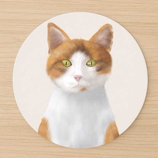 Orange and White Cat Mousepad - MerikaArt