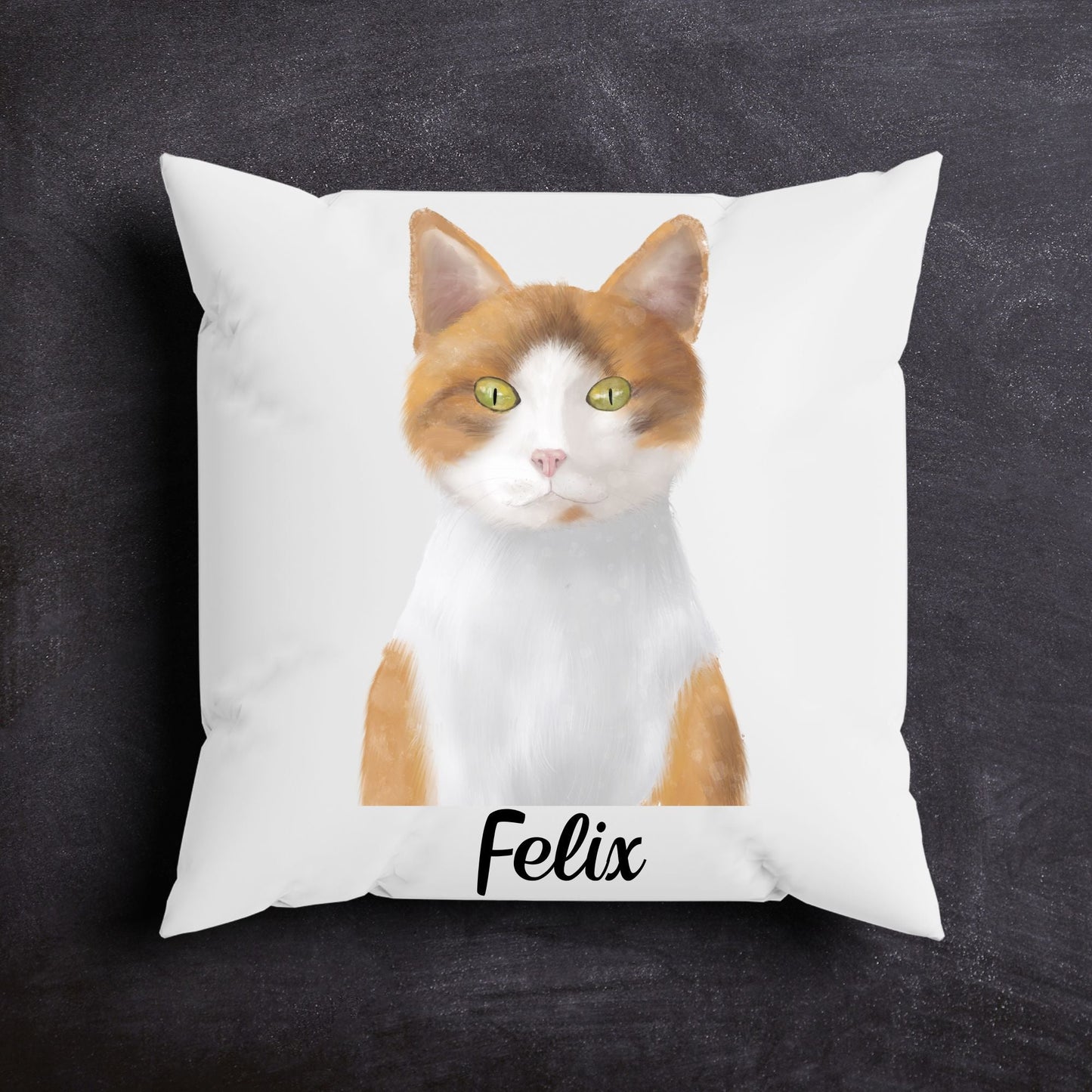 Orange and White Cat Pillow - MerikaArt