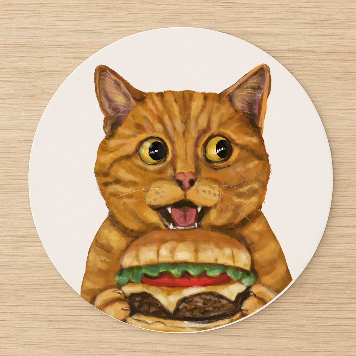 Orange Burger Cat Mousepad - MerikaArt