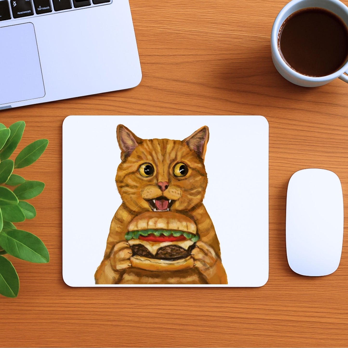 Orange Burger Cat Mousepad - MerikaArt