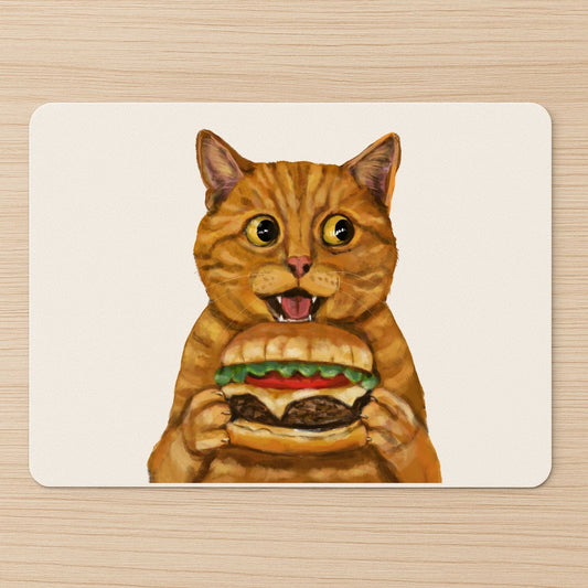 Orange Burger Cat Mousepad - MerikaArt