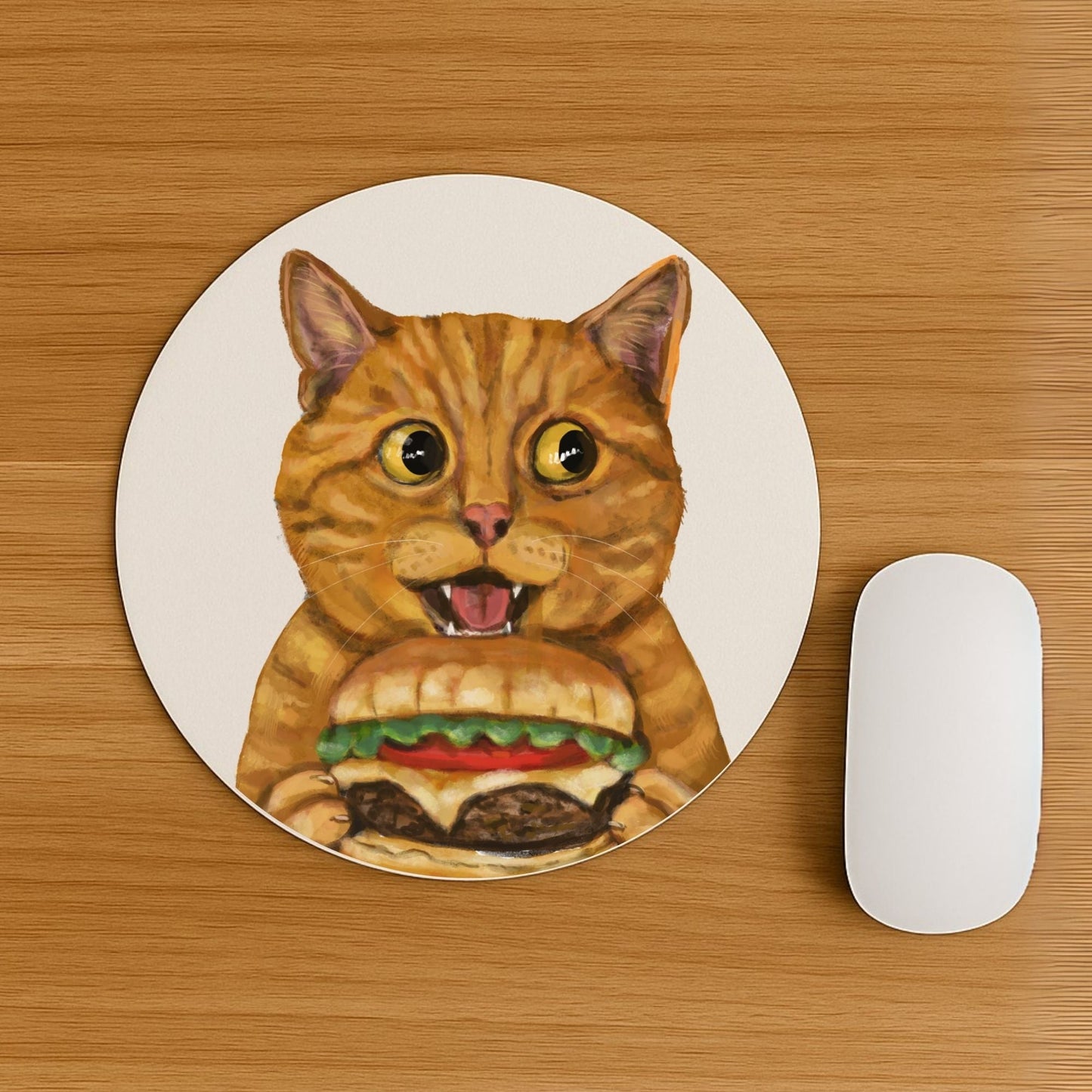 Orange Burger Cat Mousepad - MerikaArt