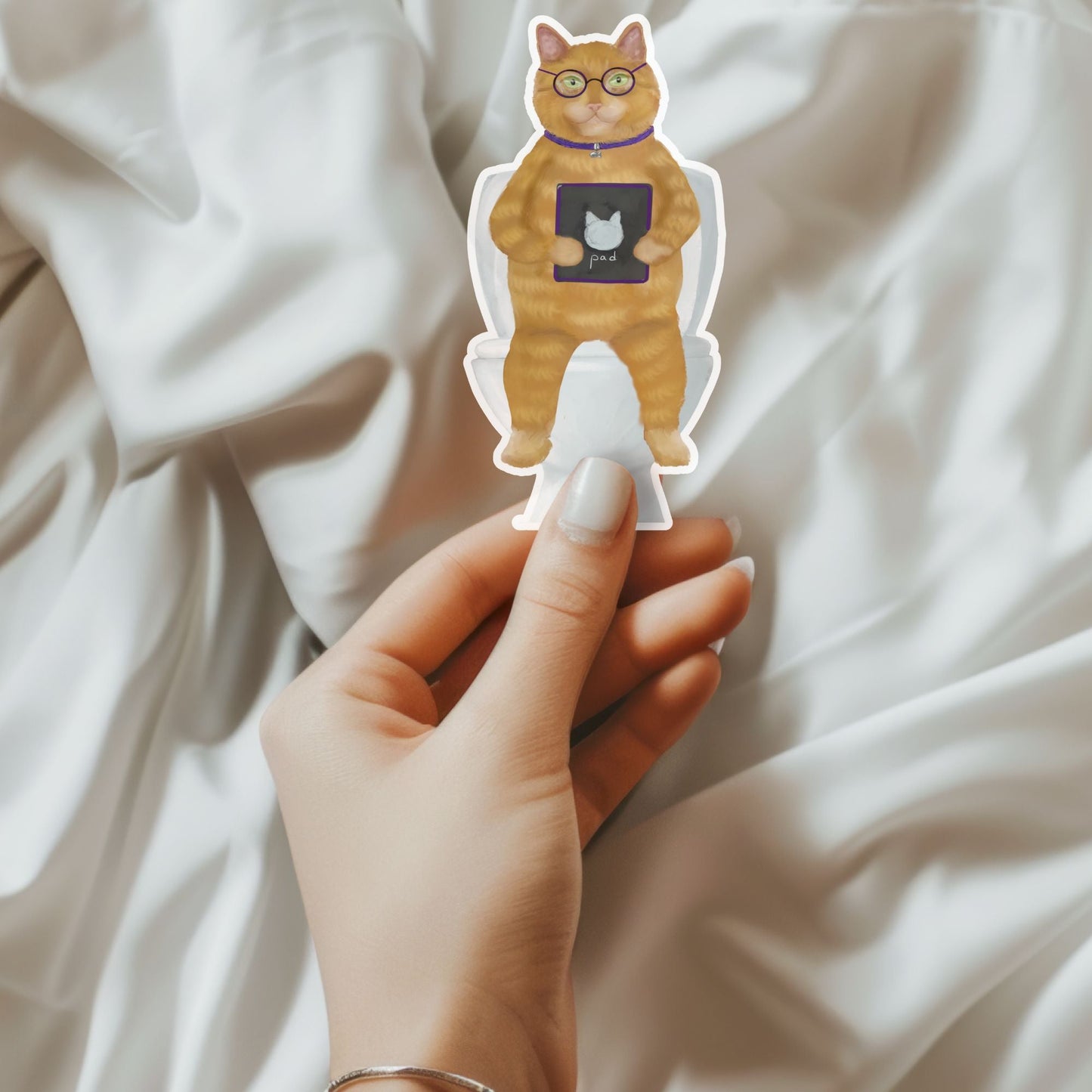 Orange Cat Vinyl Sticker - MerikaArt