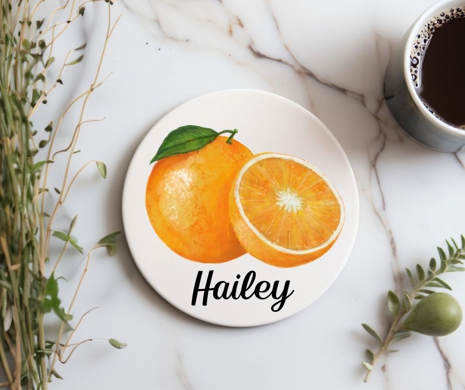 Orange Ceramic Coaster - MerikaArt