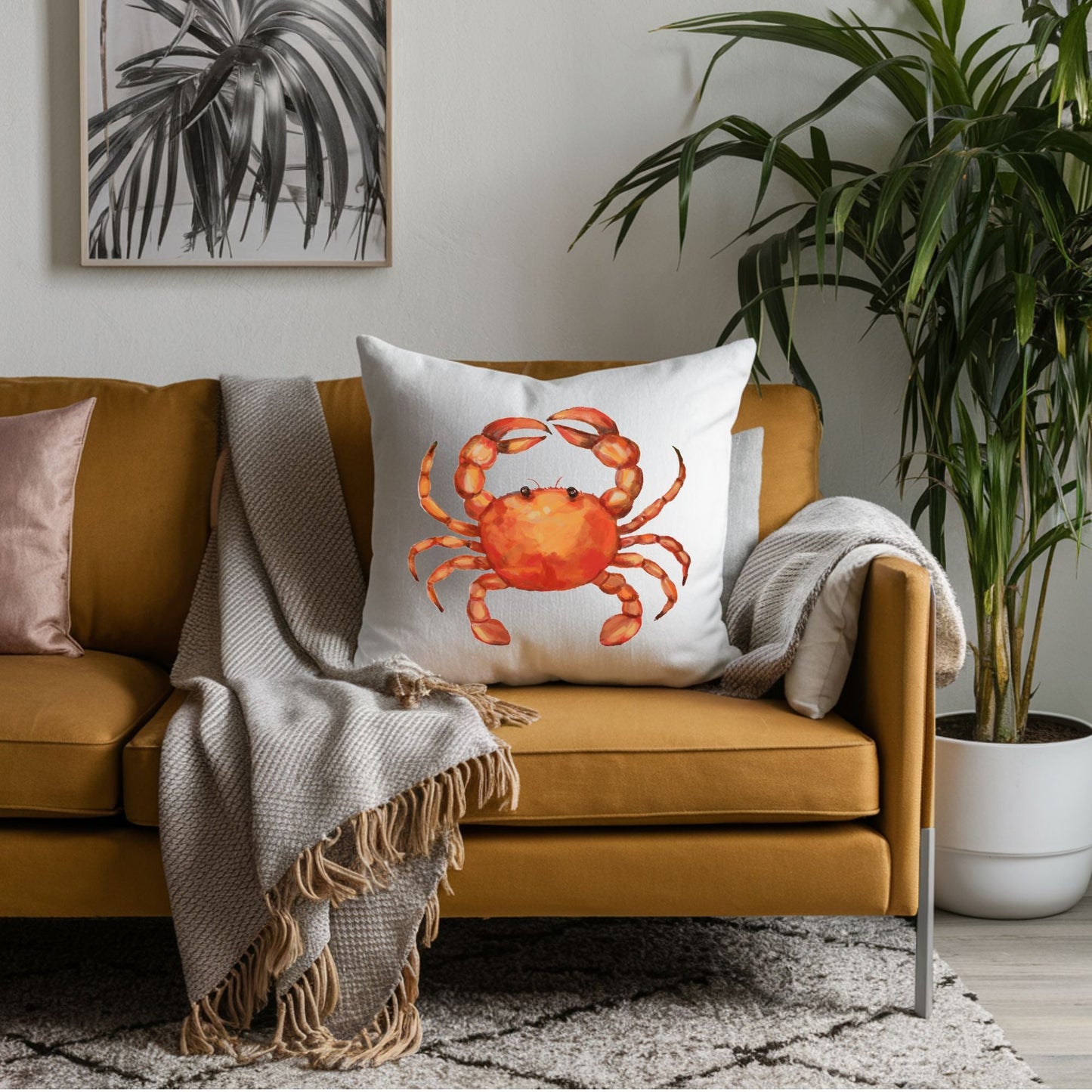 Orange Crab Pillow - MerikaArt