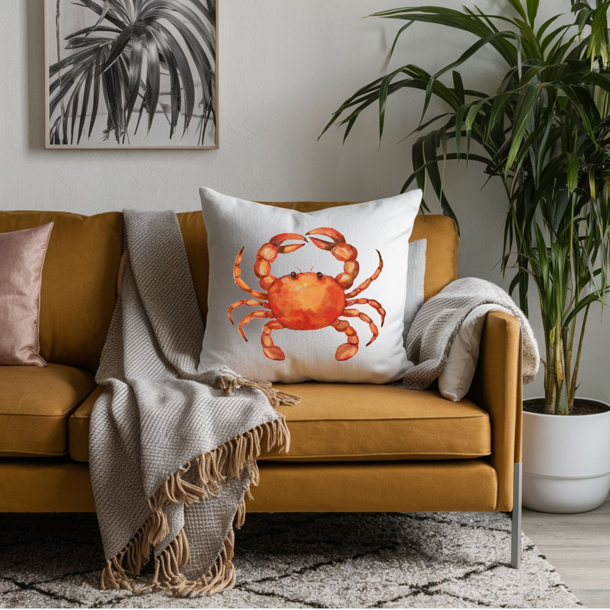 Orange Crab Pillow - MerikaArt