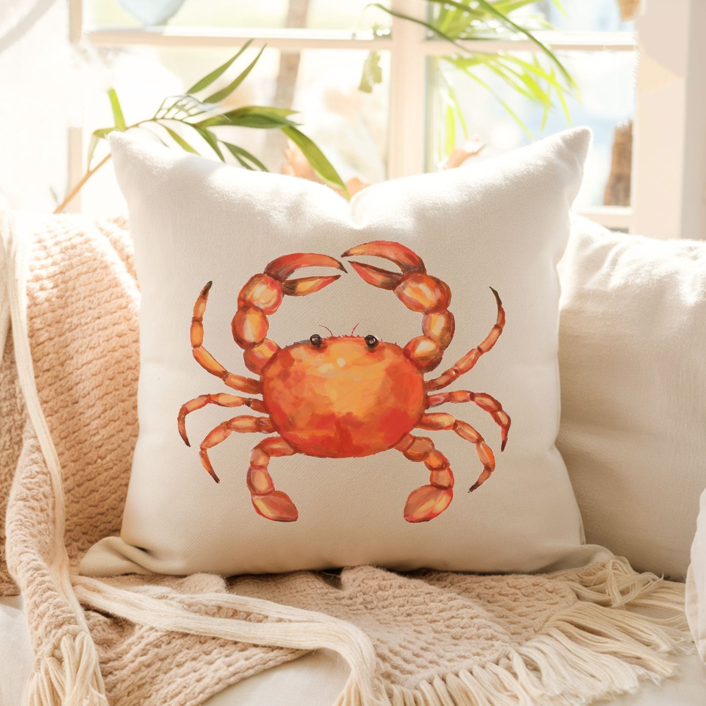 Orange Crab Pillow - MerikaArt