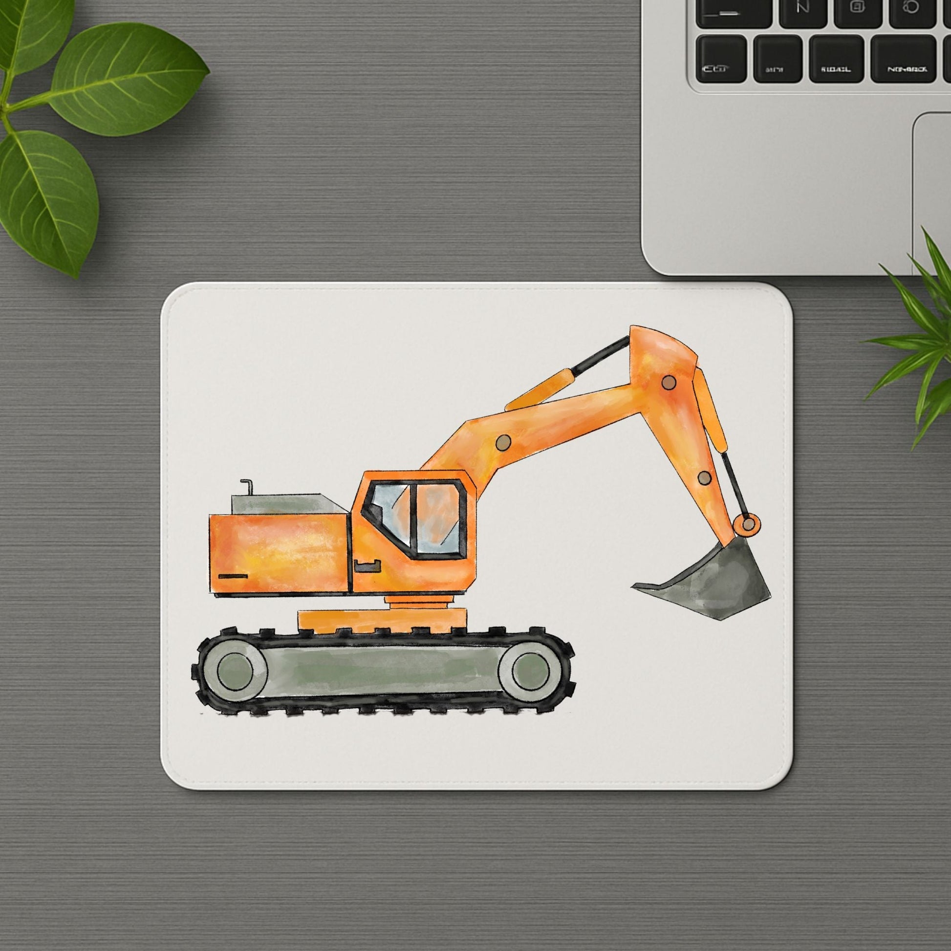 Orange Excavator Mousepad - MerikaArt