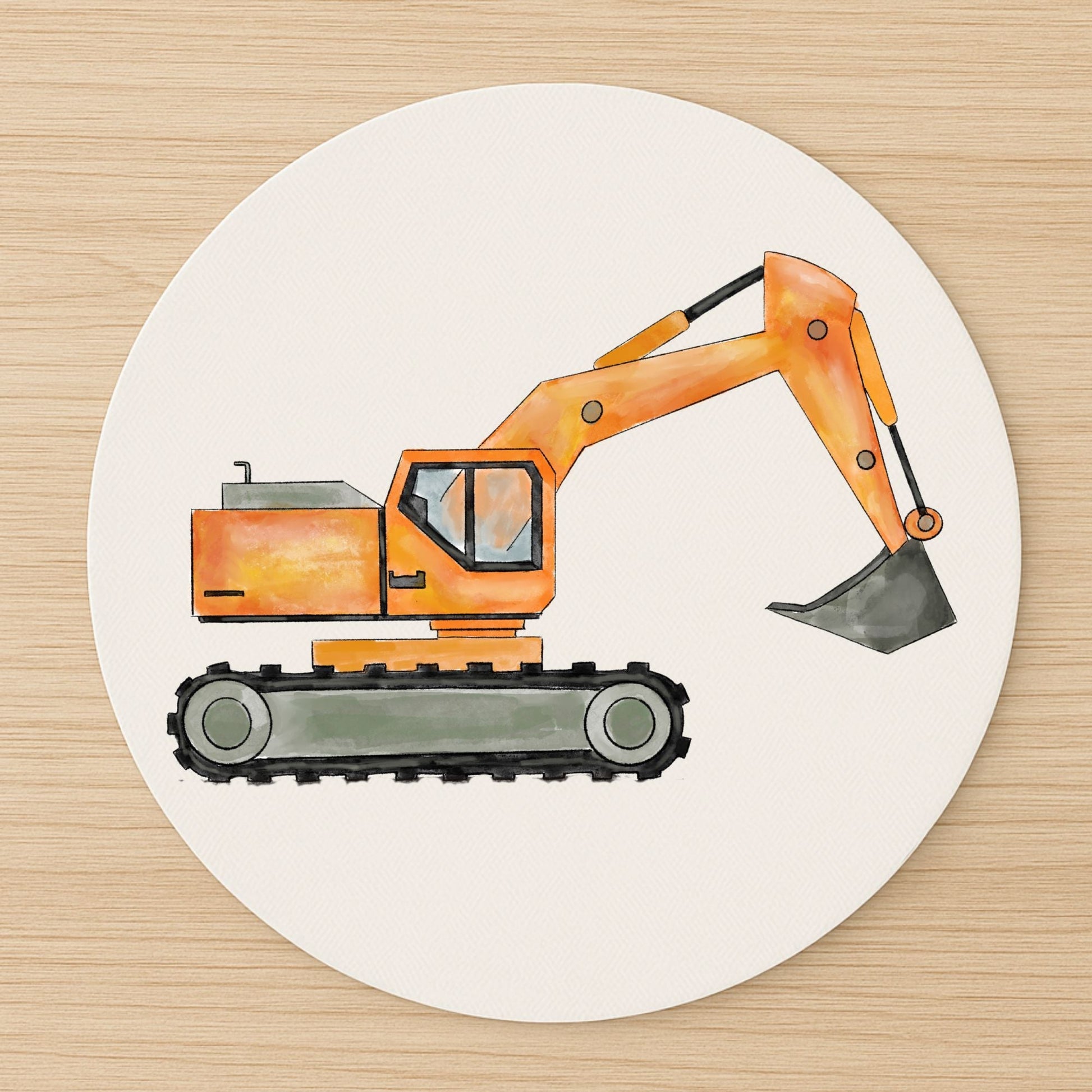 Orange Excavator Mousepad - MerikaArt