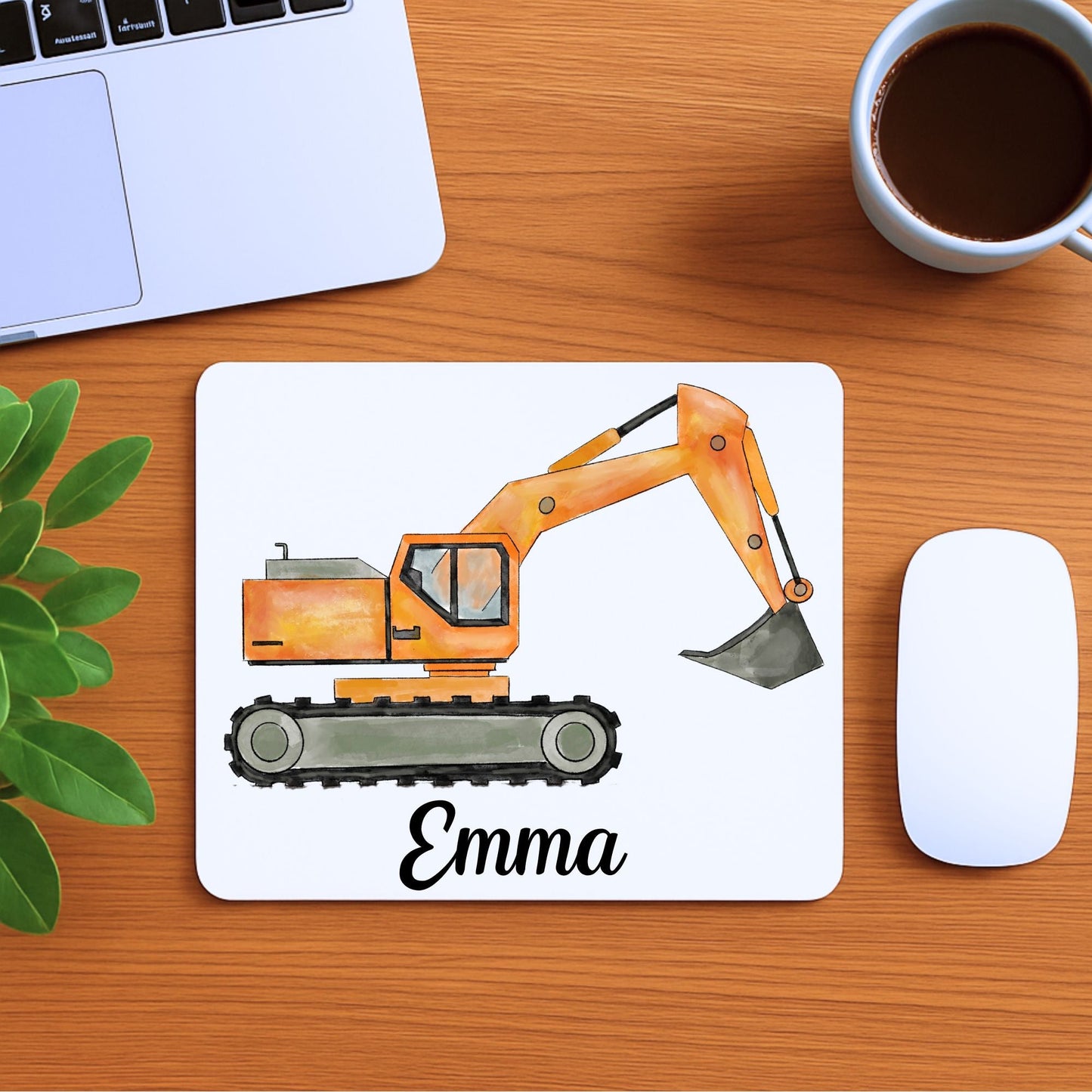 Orange Excavator Mousepad - MerikaArt