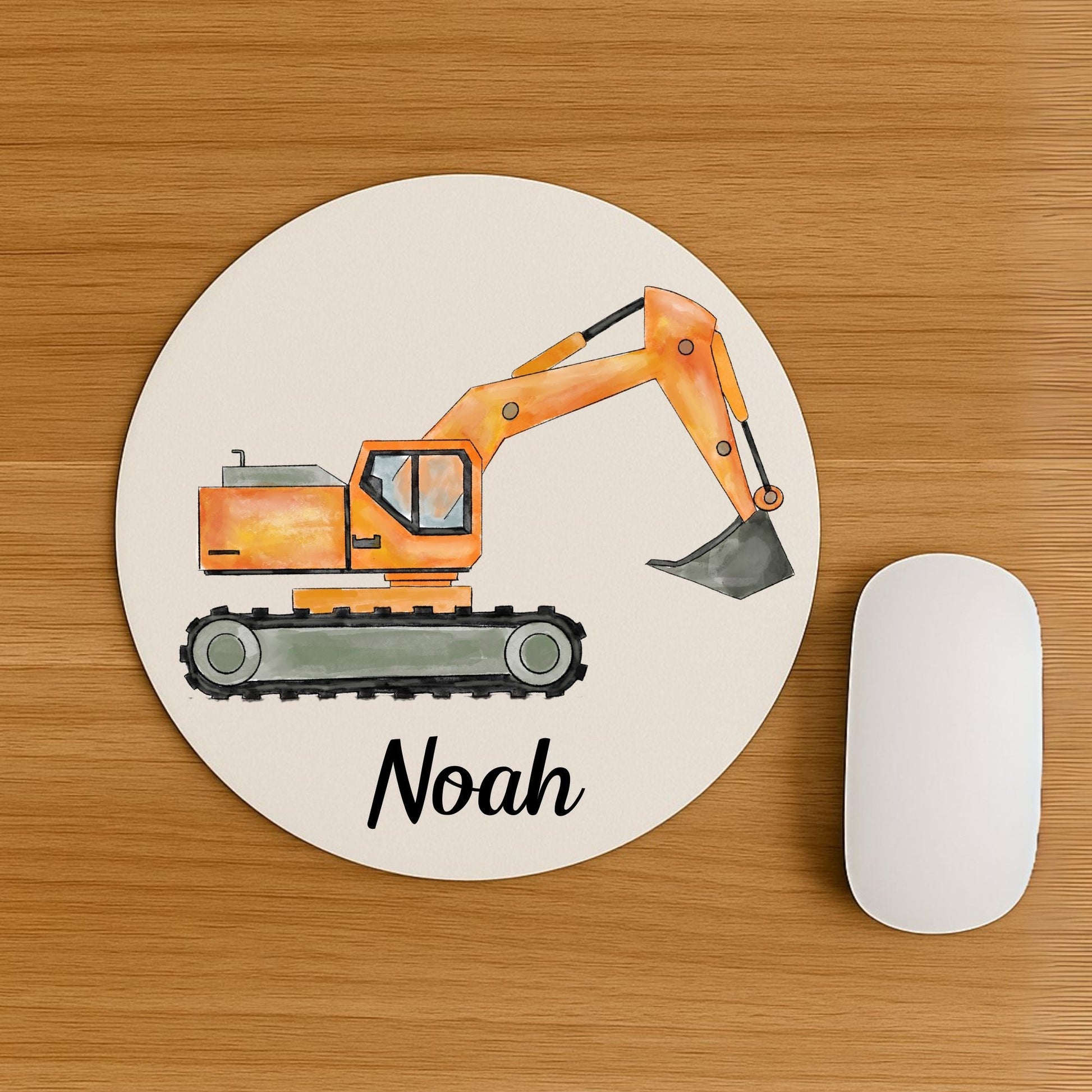 Orange Excavator Mousepad - MerikaArt