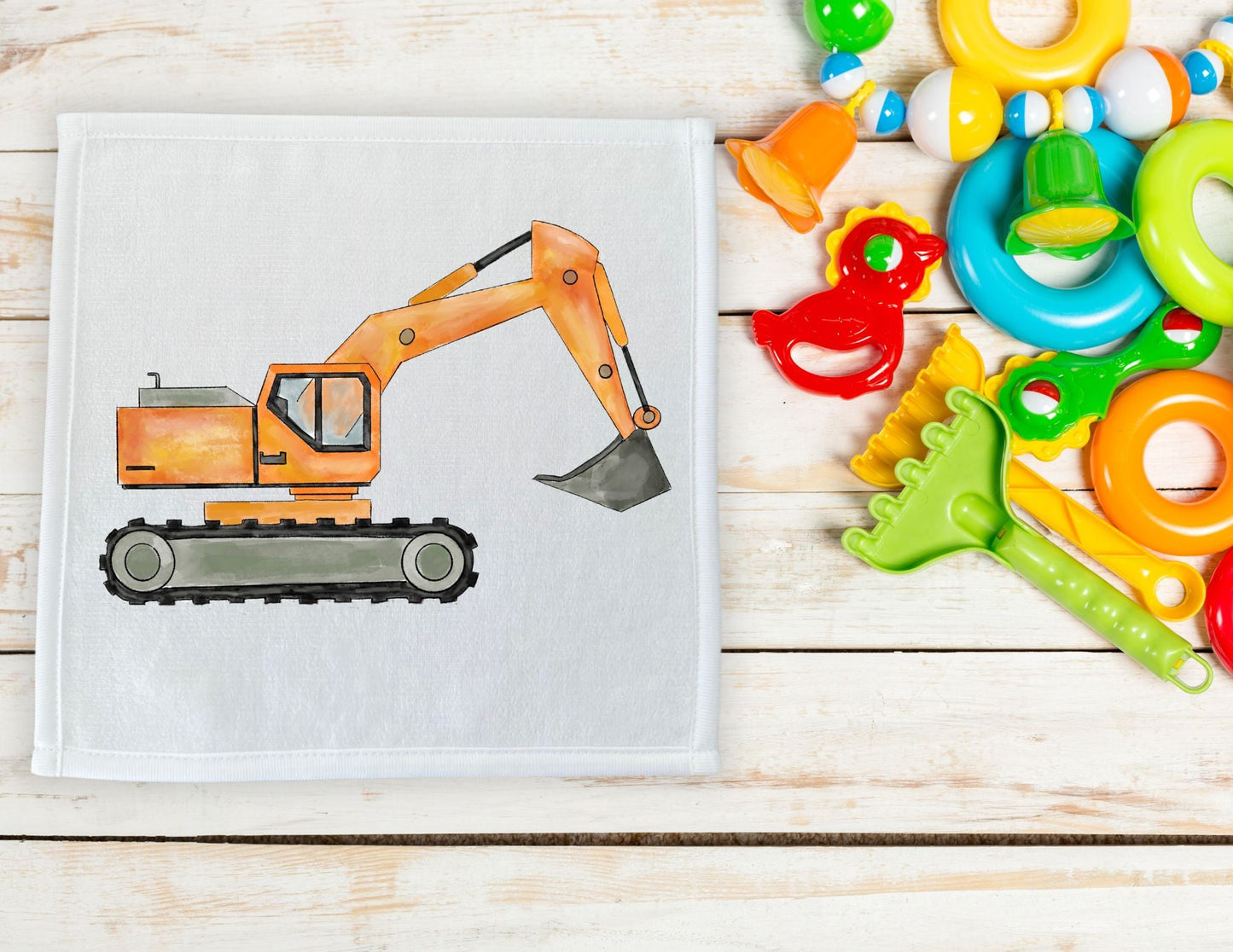 Orange Excavator Washcloth - MerikaArt