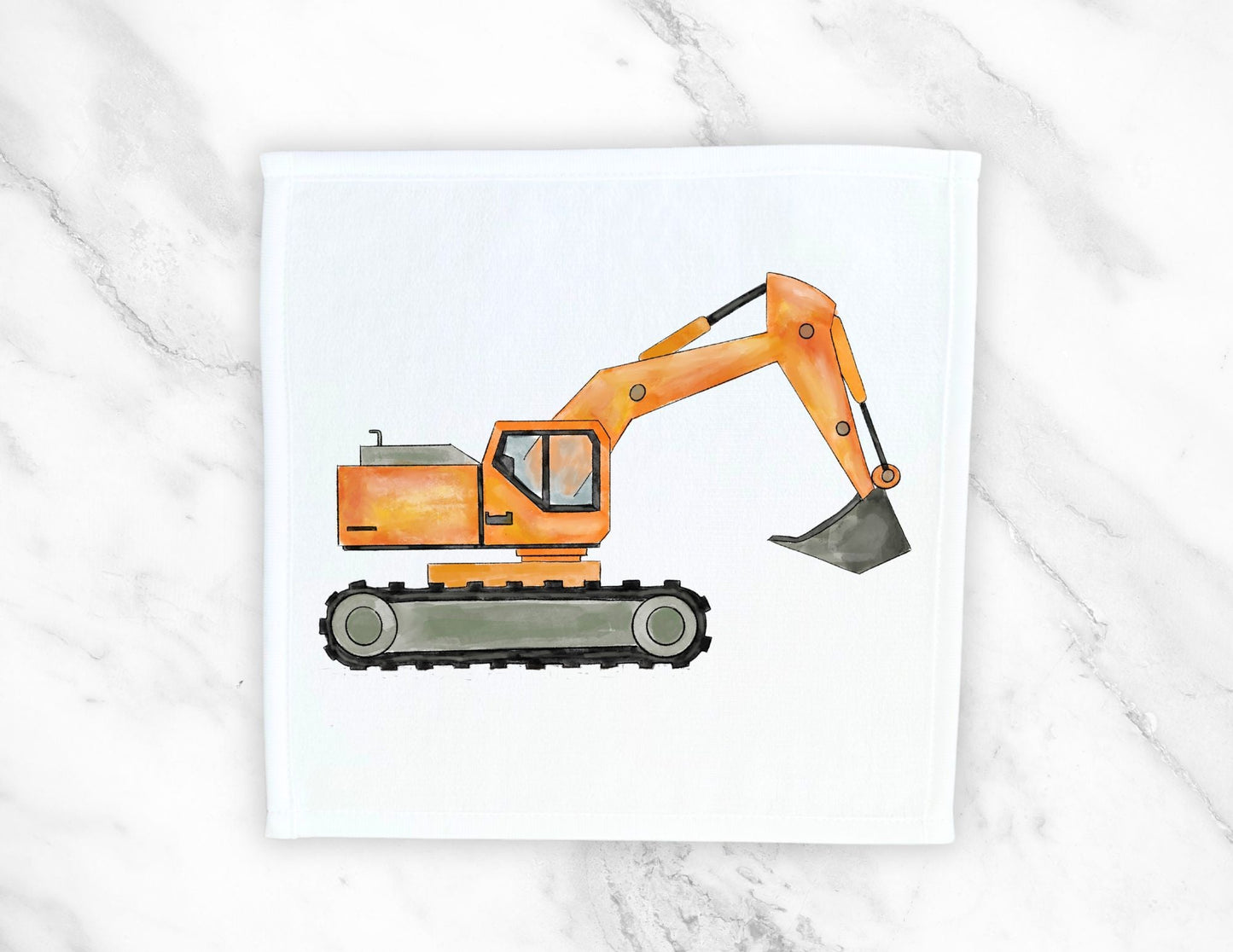 Orange Excavator Washcloth - MerikaArt