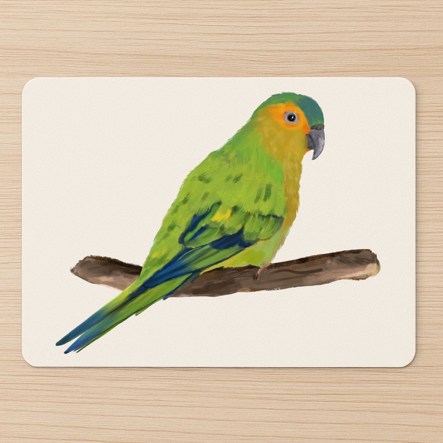 Orange - Fronted Parakeet Mousepad - MerikaArt