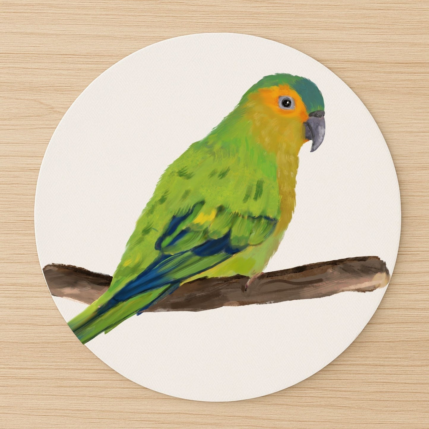 Orange - Fronted Parakeet Mousepad - MerikaArt