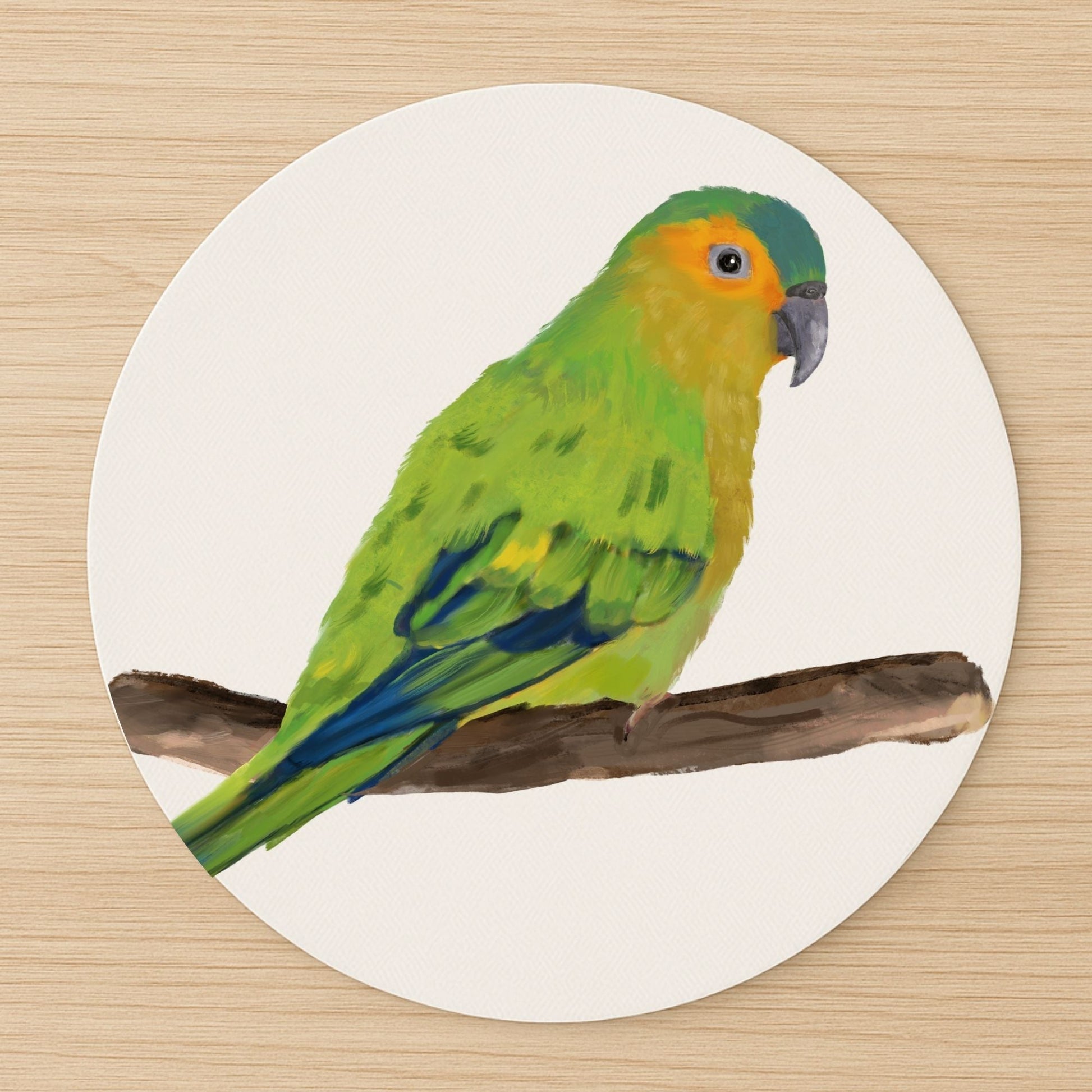 Orange - Fronted Parakeet Mousepad - MerikaArt
