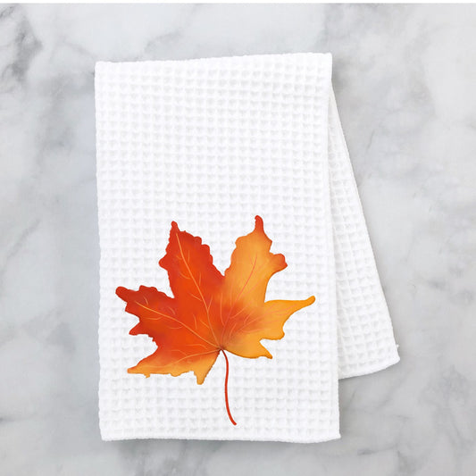 Orange Maple Leaf Kitchen Towel - MerikaArt
