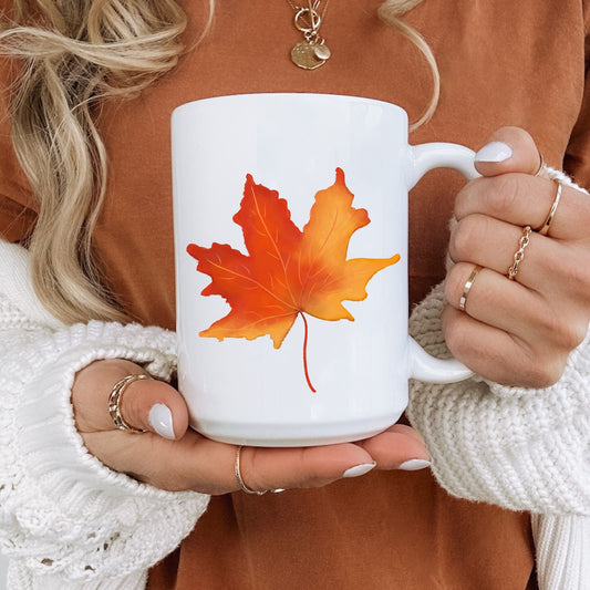 Orange Maple Leaf Mug - MerikaArt