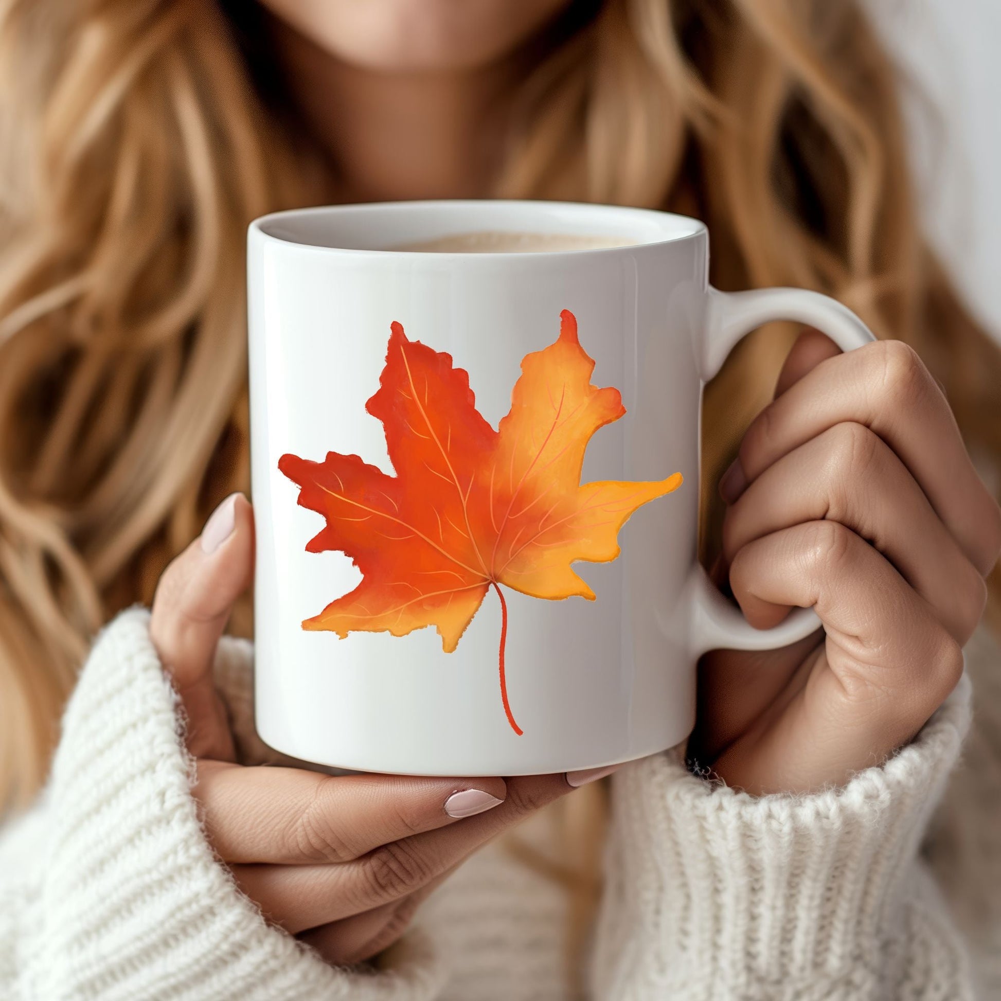 Orange Maple Leaf Mug - MerikaArt