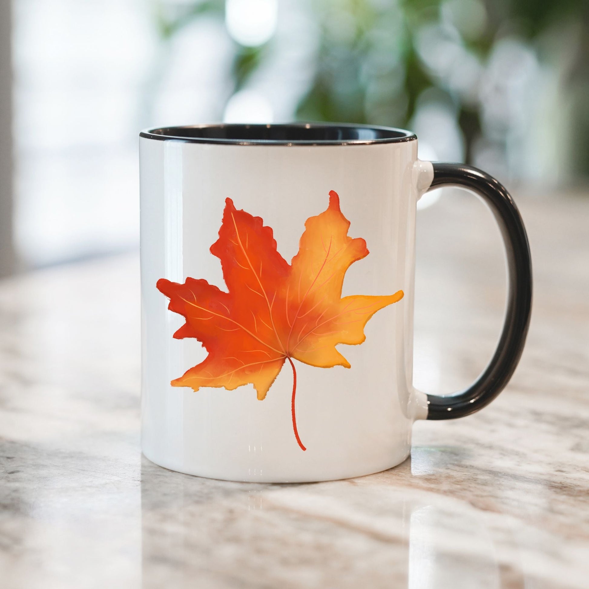 Orange Maple Leaf Mug - MerikaArt