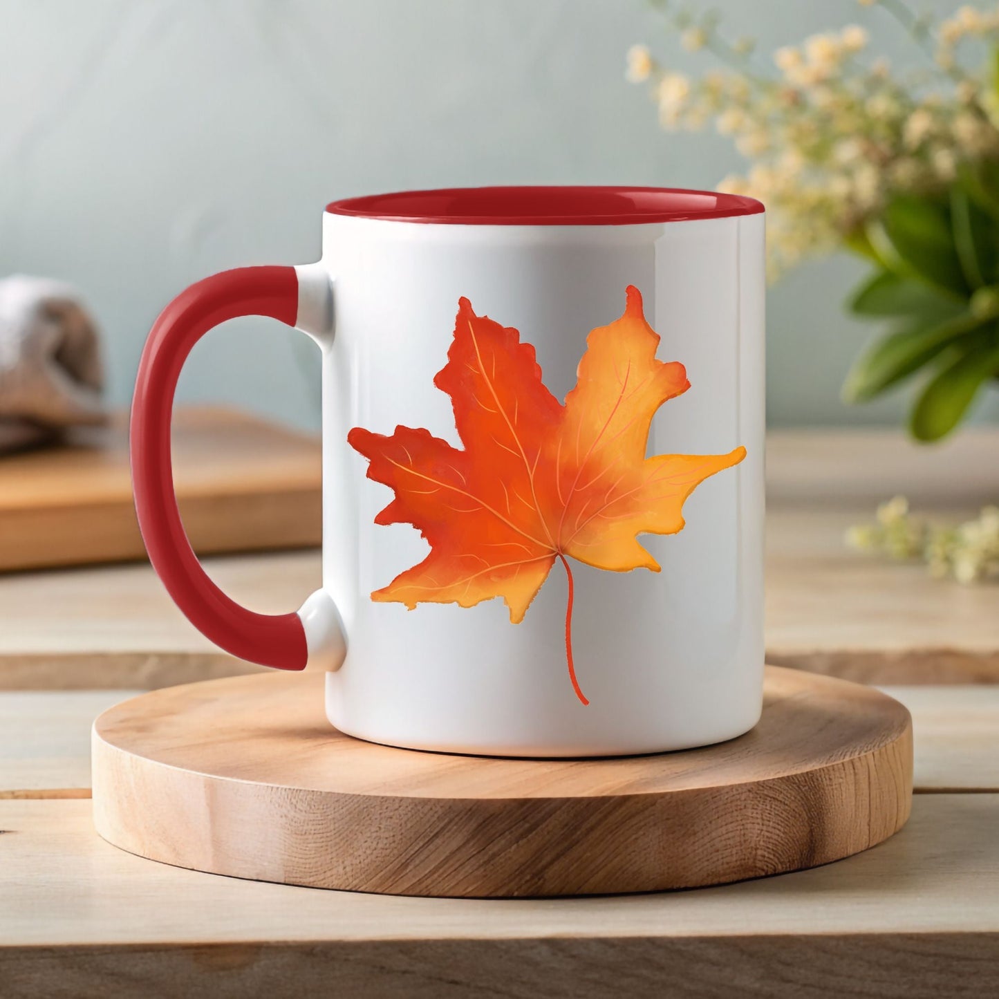 Orange Maple Leaf Mug - MerikaArt
