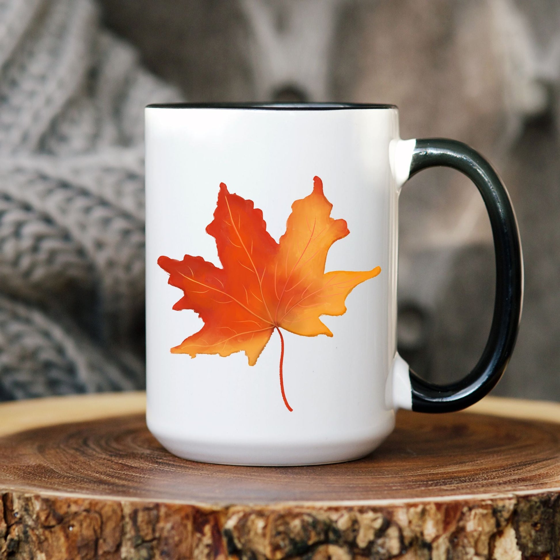 Orange Maple Leaf Mug - MerikaArt