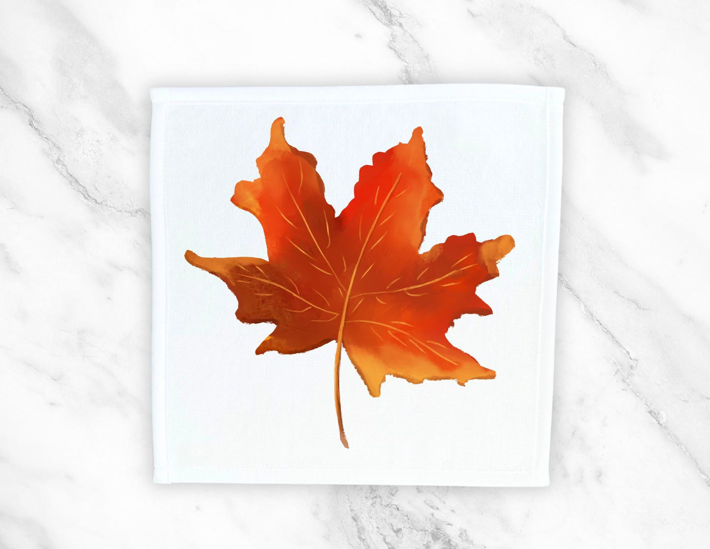 Orange Maple Leaf Washcloth - MerikaArt