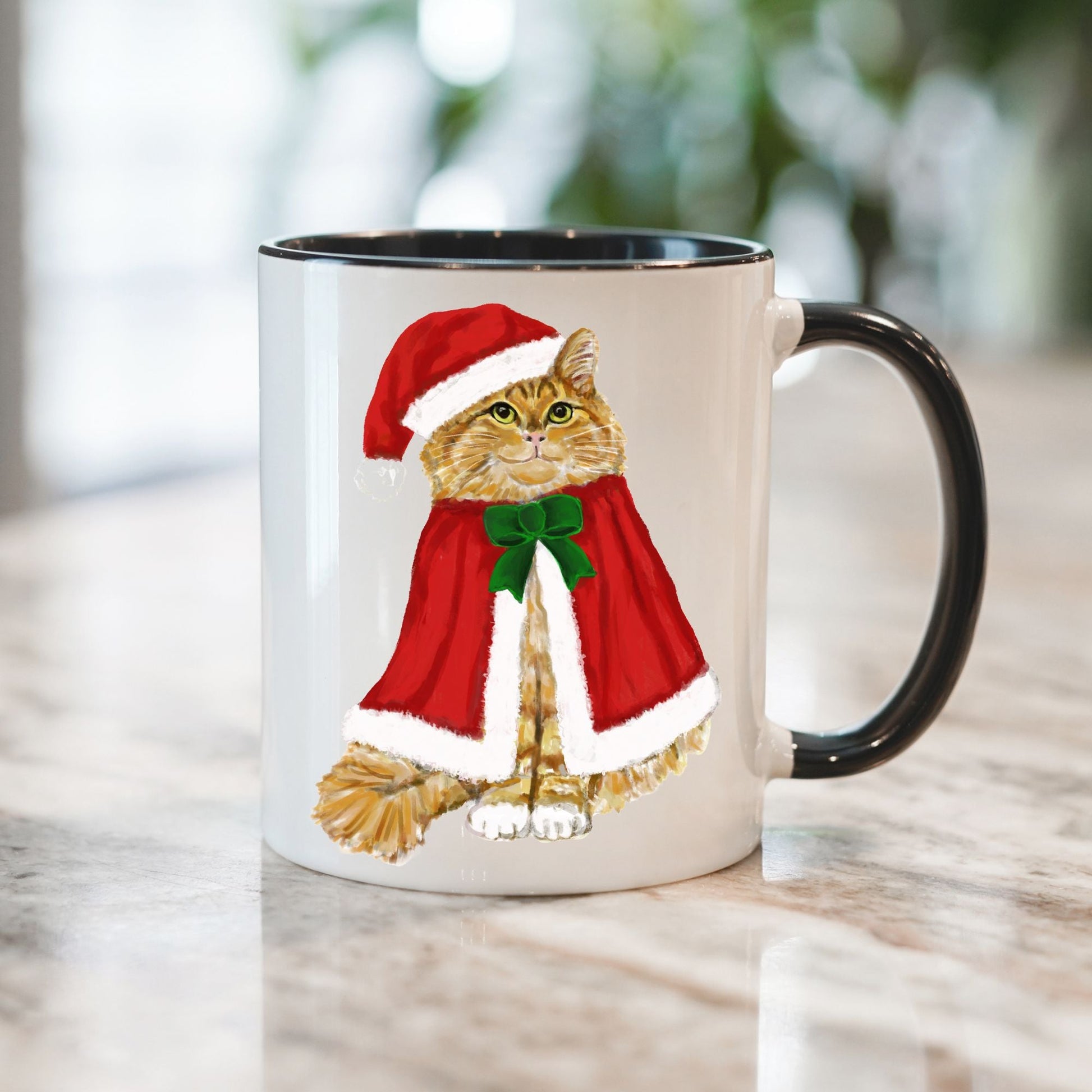 Orange Santa Cat Mug - MerikaArt