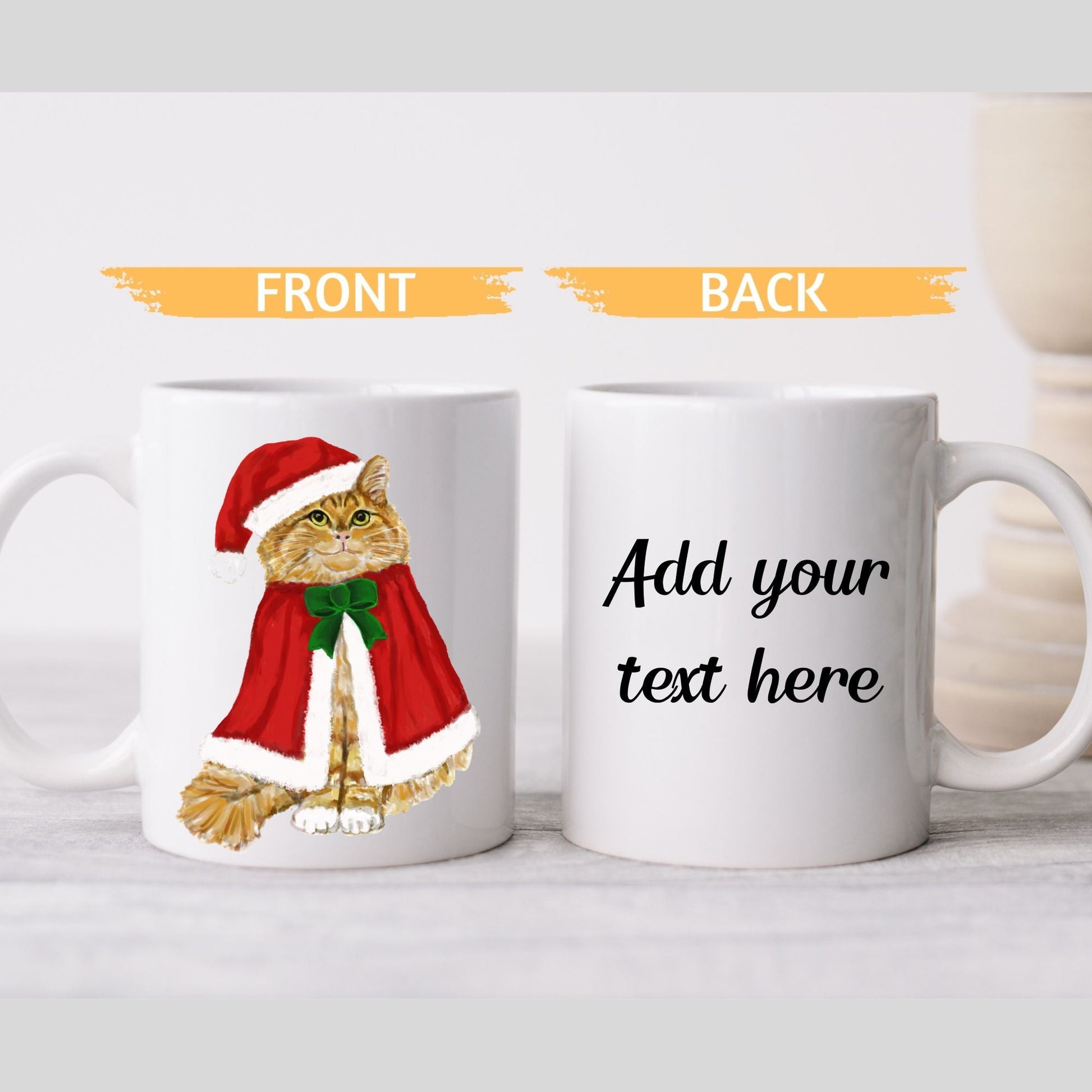 Orange Santa Cat Mug - MerikaArt