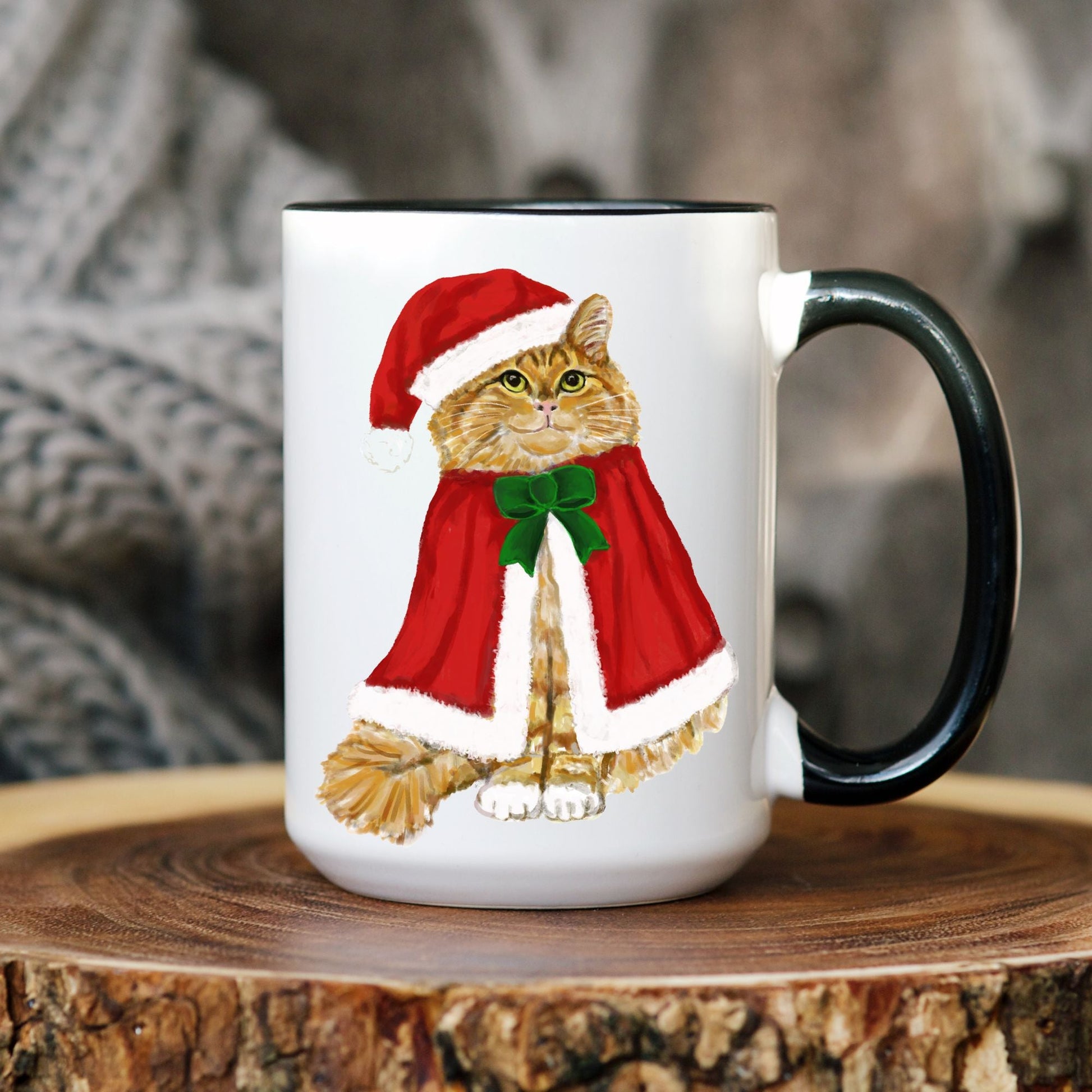 Orange Santa Cat Mug - MerikaArt
