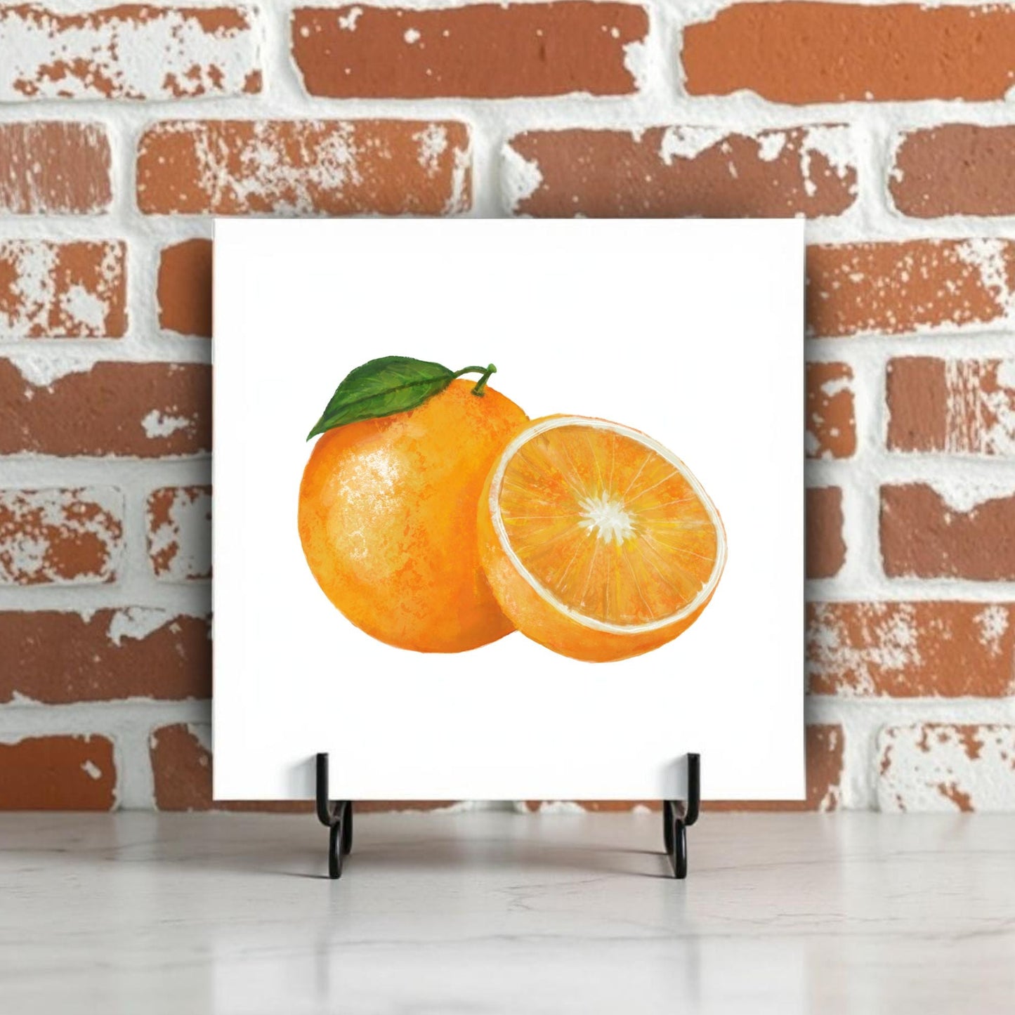 Orange Slice Ceramic Tile – Handcrafted Kitchen Decor - MerikaArt